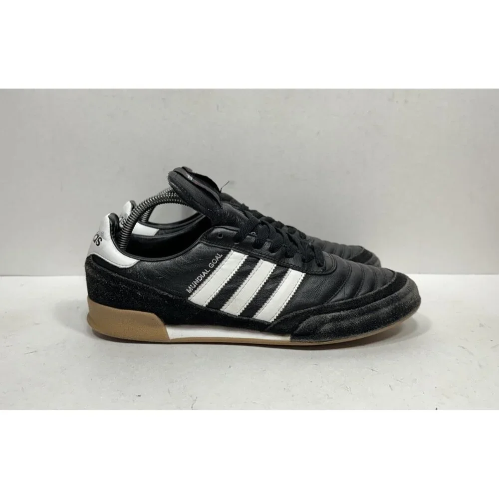Adidas Mundial Goal Black Leather Indoor Soccer Shoes Lace Up Men’s Size 9